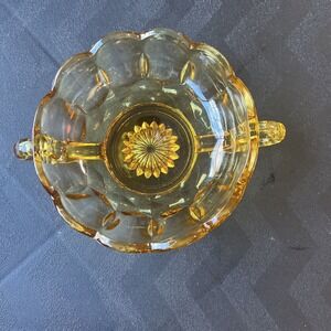 Vintage Indiana amber gold glass Handle Bowl Cup 7 "